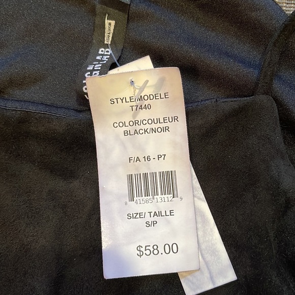 NWT Black faux suede & leather peplum top. - Picture 2 of 5